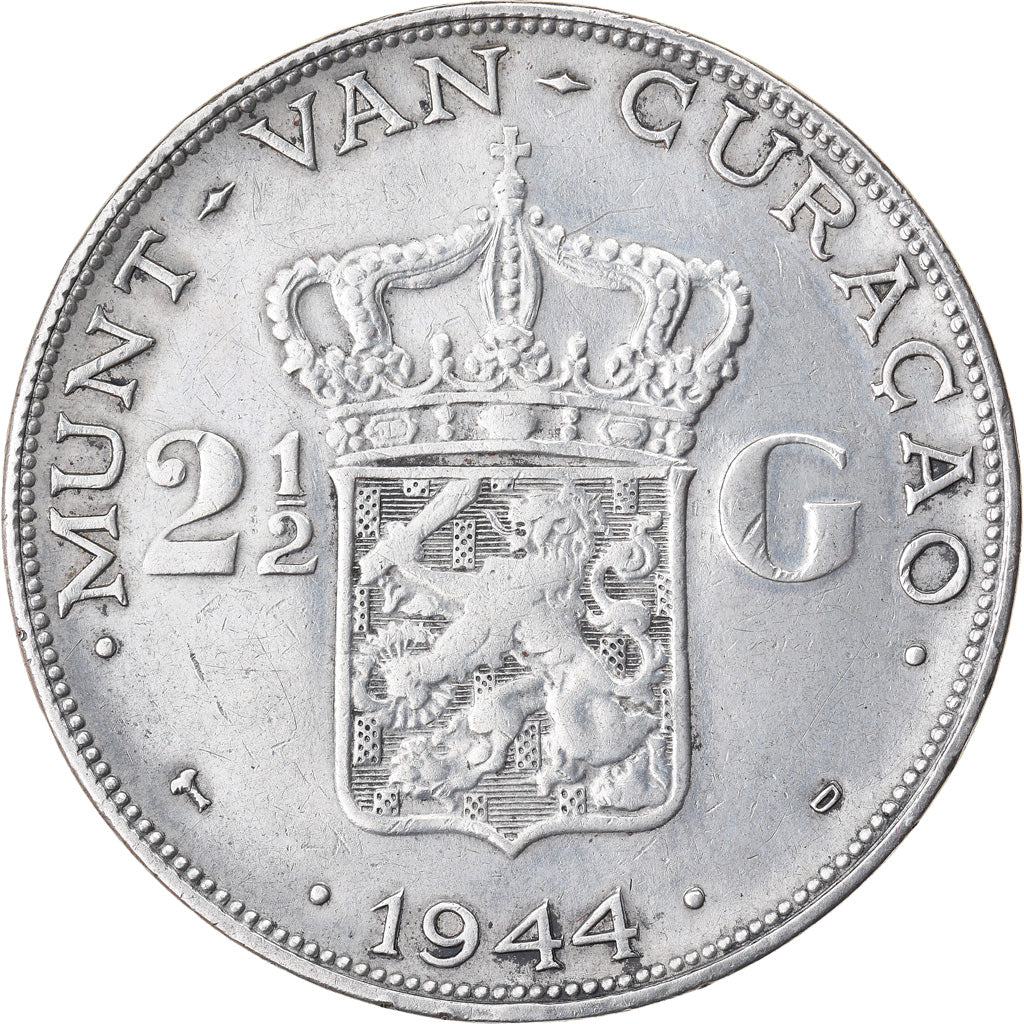 Coin, Curacao, 2-1/2 Gulden, 1944, Denver, USA, EF(40-45), Silver, KM:46