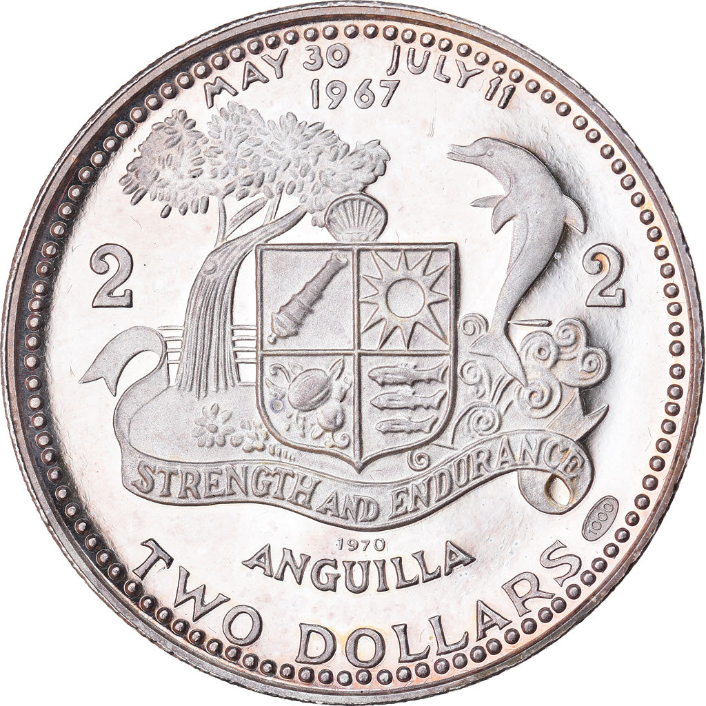 Moneta, ANGUILLA, 2 Dollars, 1970, Proof, FDC, Argento, KM:17