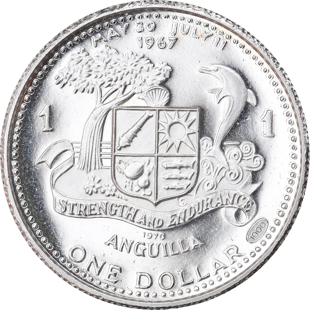 Moneta, ANGUILLA, Dollar, 1970, Proof, MS(65-70), Srebro, KM:16
