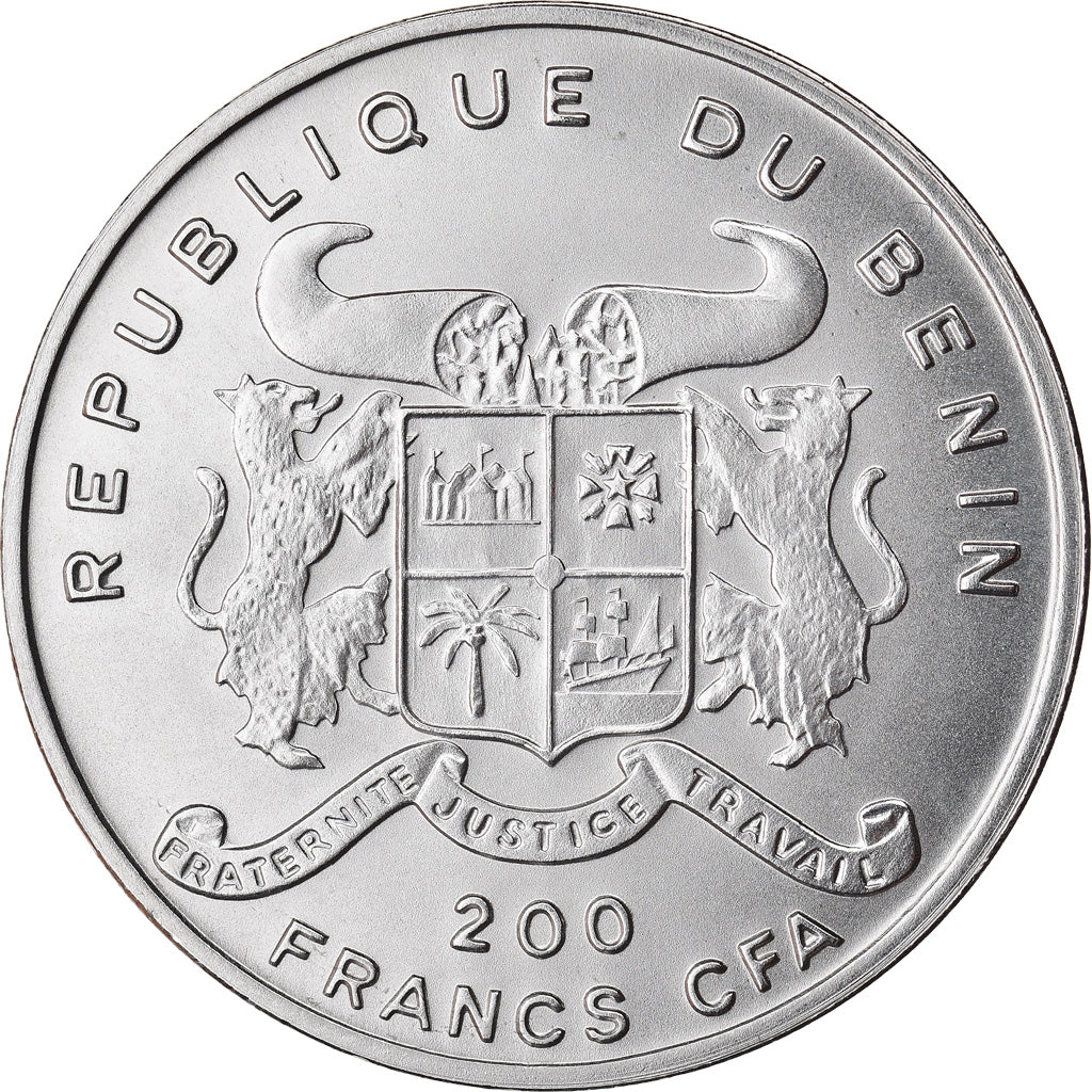 Coin, Benin, 200 Francs, 1994, MS(65-70), Copper-nickel, KM:8