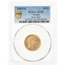 Munten, Frankrijk, Napoleon III, Napoléon III, 20 Francs, 1863, Paris, PCGS