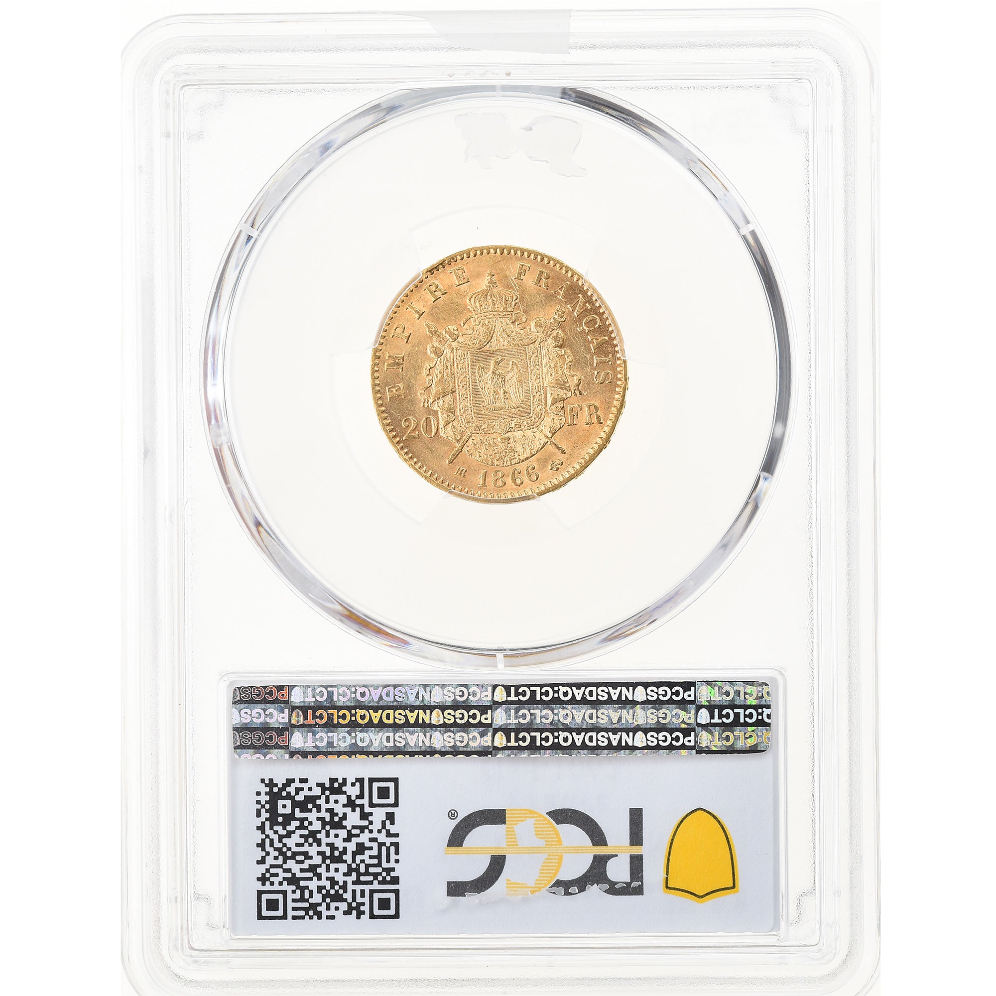 Munten, Frankrijk, Napoleon III, Napoléon III, 20 Francs, 1866, Strasbourg