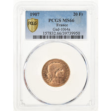 Monnaie, France, Marianne, 20 Francs, 1907, Paris, PCGS, MS66, FDC, Or
