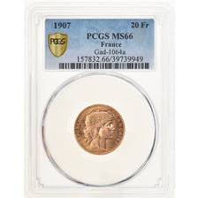 Monnaie, France, Marianne, 20 Francs, 1907, Paris, PCGS, MS66, FDC, Or