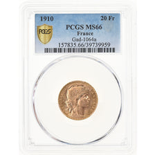 Coin, France, Marianne, 20 Francs, 1910, Paris, PCGS, MS66, MS(65-70), Gold
