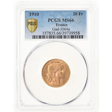Coin, France, Marianne, 20 Francs, 1910, Paris, PCGS, MS66, MS(65-70), Gold
