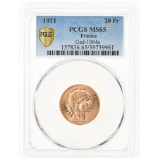Coin, France, Marianne, 20 Francs, 1911, PCGS, MS65, MS(65-70), Gold, KM:857
