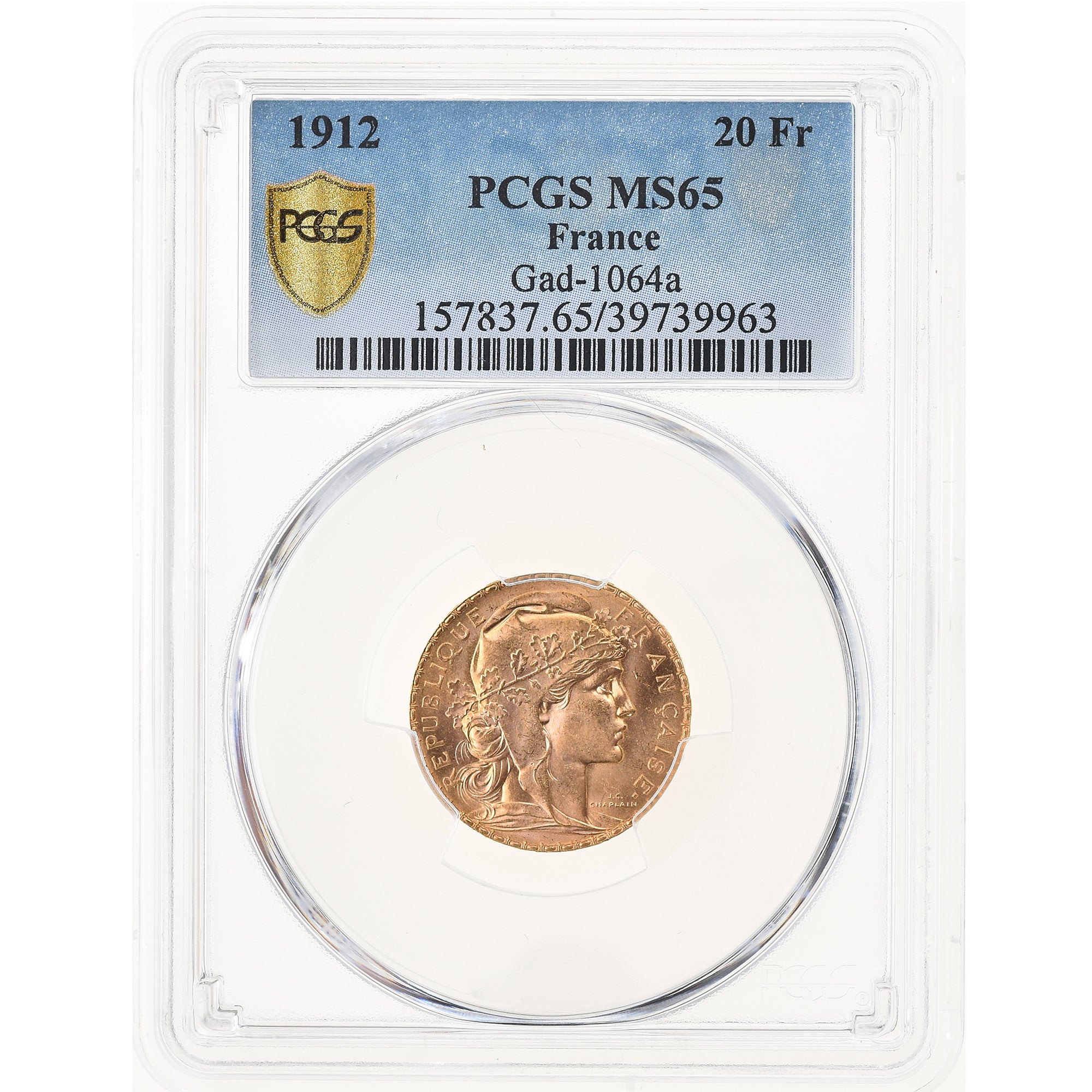 Monnaie, France, Marianne, 20 Francs, 1912, PCGS, MS65, FDC, Or, KM:857