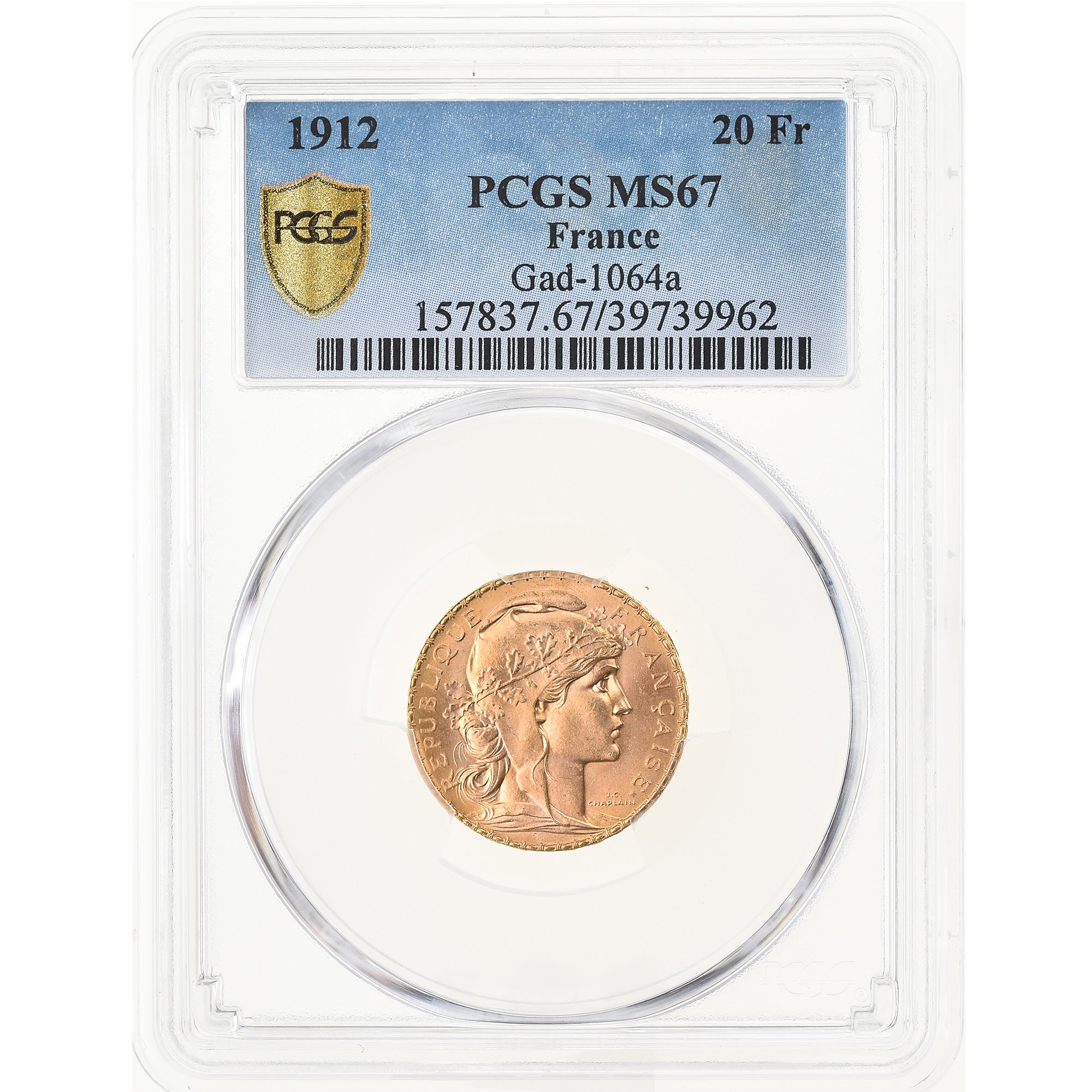 Monnaie, France, Marianne, 20 Francs, 1912, PCGS, MS67, FDC, Or, KM:857