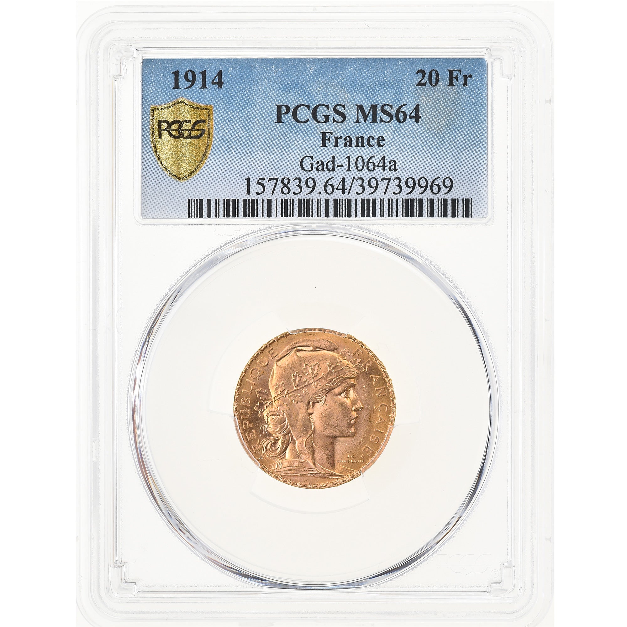 Monnaie, France, Marianne, 20 Francs, 1914, PCGS, MS64, SPL+, Or, Gadoury:1064a