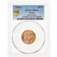 Monnaie, France, Marianne, 20 Francs, 1914, PCGS, MS64, SPL+, Or, Gadoury:1064a