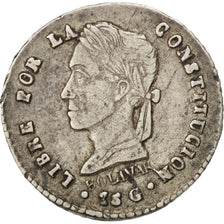 BOLIVIA, 1/2 Sol, 1861, Potosi, KM #133.2, VF(30-35), Silver, 1.26