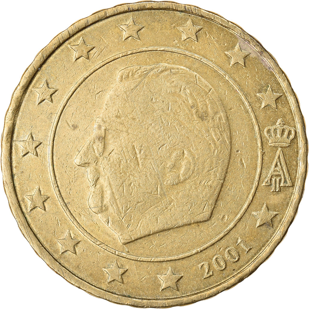 België, 10 Euro Cent, 2001, Fautée, ZF, Aluminum-Bronze