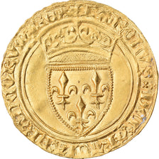 Coin, France, Charles VI, Ecu d'or, Angers, AU(55-58), Gold, Duplessy:369
