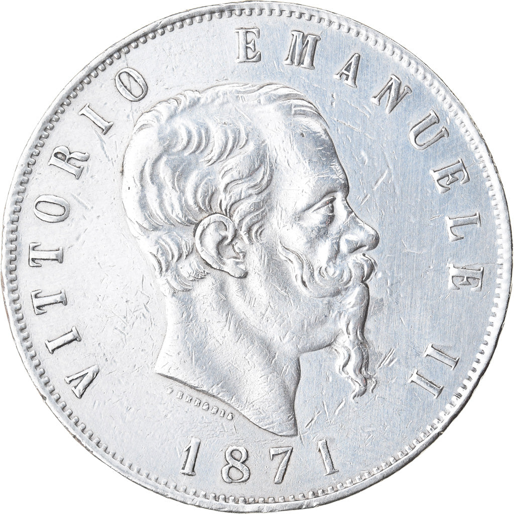Moneta, Italia, Vittorio Emanuele II, 5 Lire, 1871, Milan, BB, Argento, KM:8.3