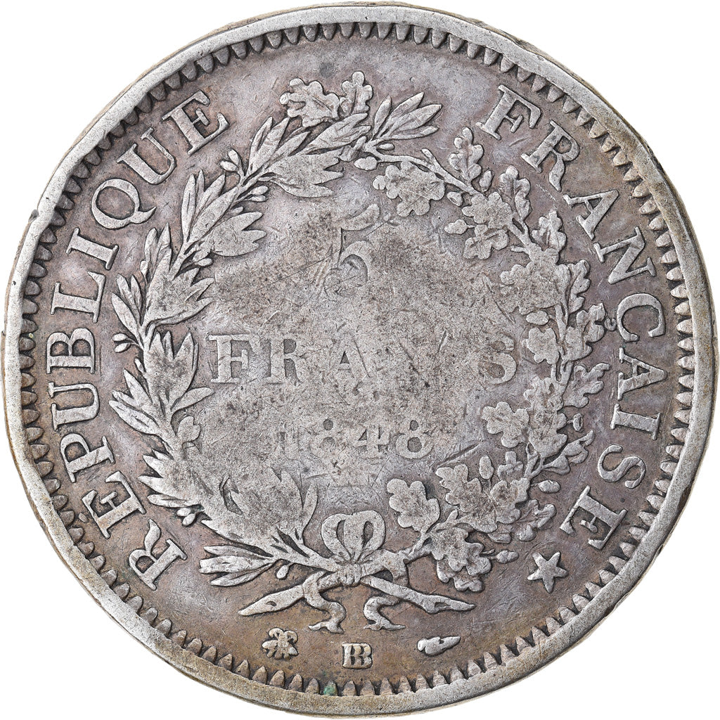 Coin, France, Hercule, 5 Francs, 1848, Strasbourg, Advertising countermark