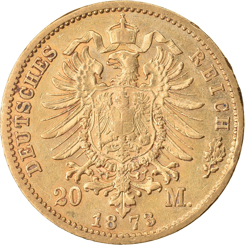 Moneda, Estados alemanes, PRUSSIA, Wilhelm I, 20 Mark, 1873, Frankfurt, EBC
