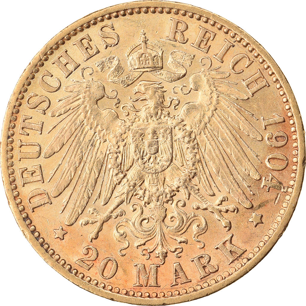 Coin, German States, PRUSSIA, Wilhelm II, 20 Mark, 1904, Berlin, MS(63), Gold