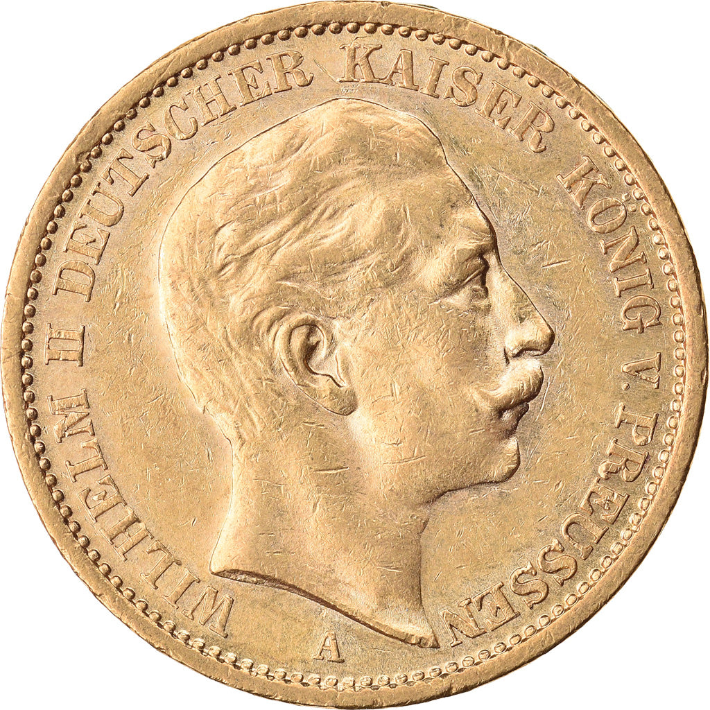Coin, German States, PRUSSIA, Wilhelm II, 20 Mark, 1908, Berlin, MS(60-62)