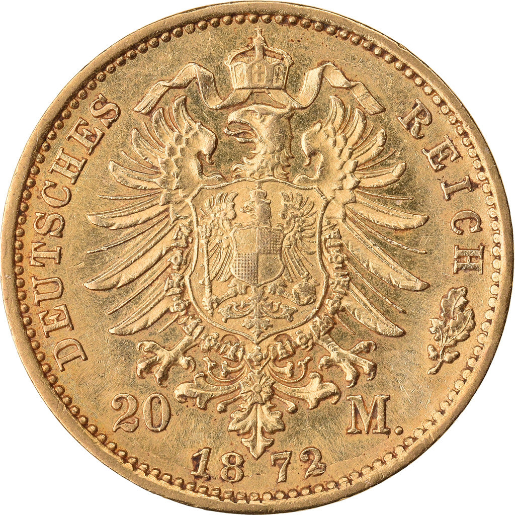 Moneda, Estados alemanes, PRUSSIA, Wilhelm I, 20 Mark, 1872, Berlin, EBC, Oro
