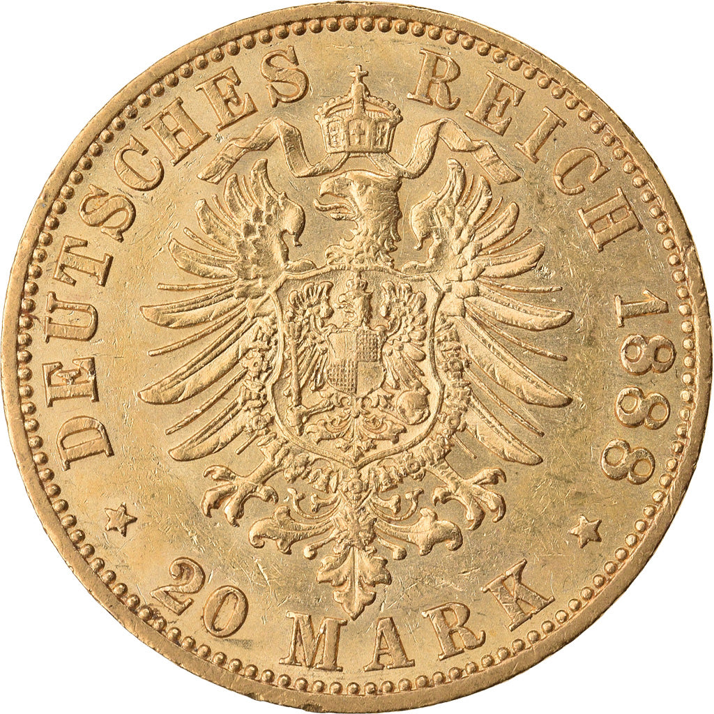 Coin, German States, PRUSSIA, Friedrich III, 20 Mark, 1888, Berlin, AU(55-58)