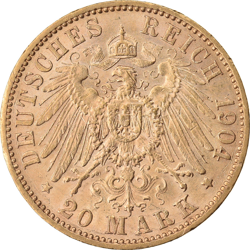 Coin, German States, PRUSSIA, Wilhelm II, 20 Mark, 1904, Berlin, AU(55-58)