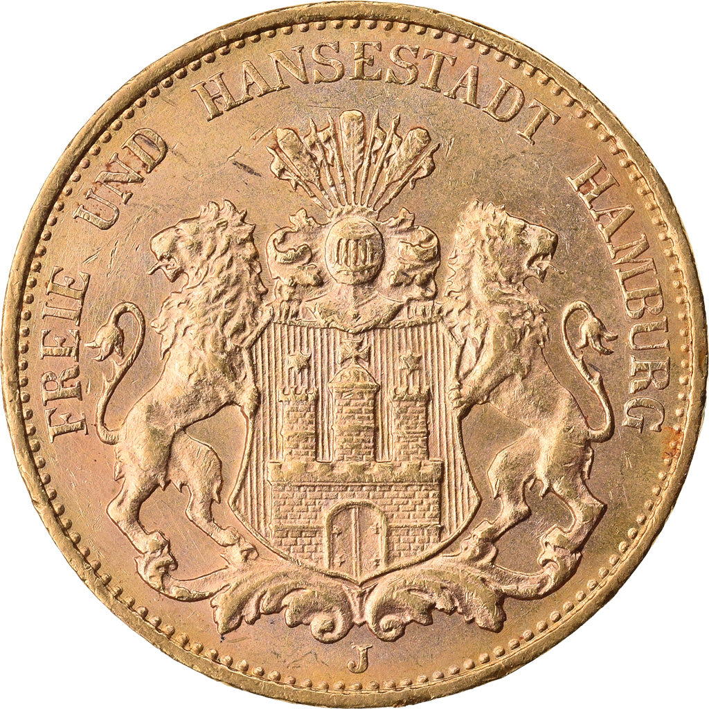 Moneda, Estados alemanes, HAMBURG, 20 Mark, 1913, Hamburg, EBC+, Oro, KM:618