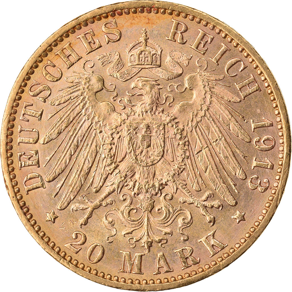 Moneda, Estados alemanes, HAMBURG, 20 Mark, 1913, Hamburg, EBC+, Oro, KM:618