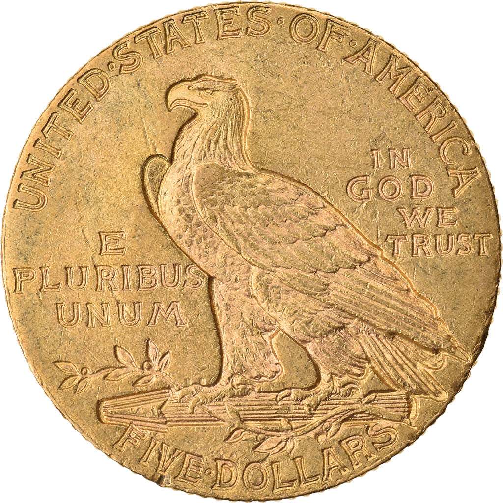 Moeda, Estados Unidos da América, Indian Head, $5, Half Eagle, 1909