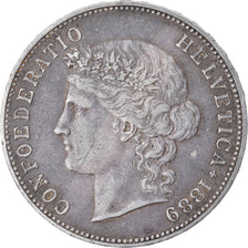 Coin, Switzerland, 5 Francs, 1889, Bern, EF(40-45), Silver, KM:34