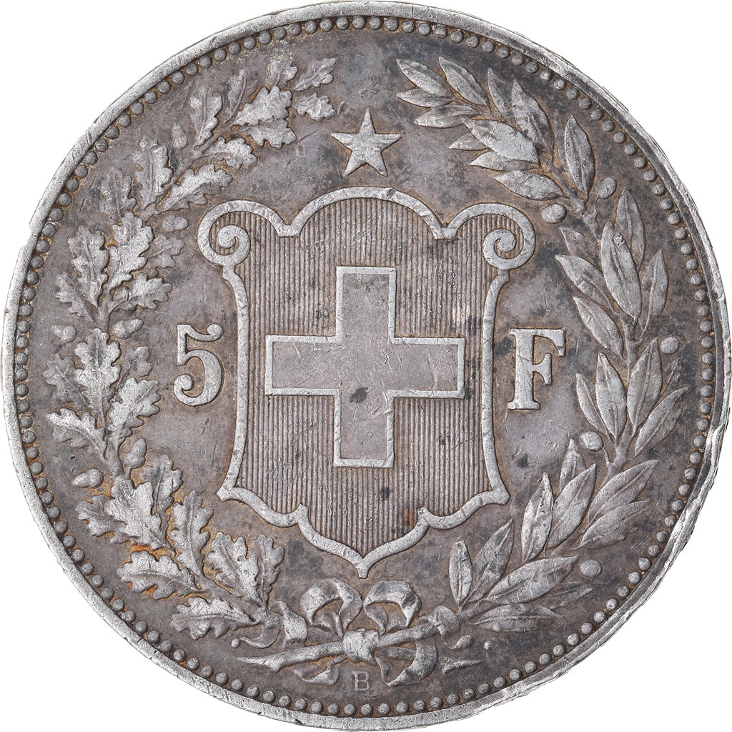 Coin, Switzerland, 5 Francs, 1889, Bern, EF(40-45), Silver, KM:34