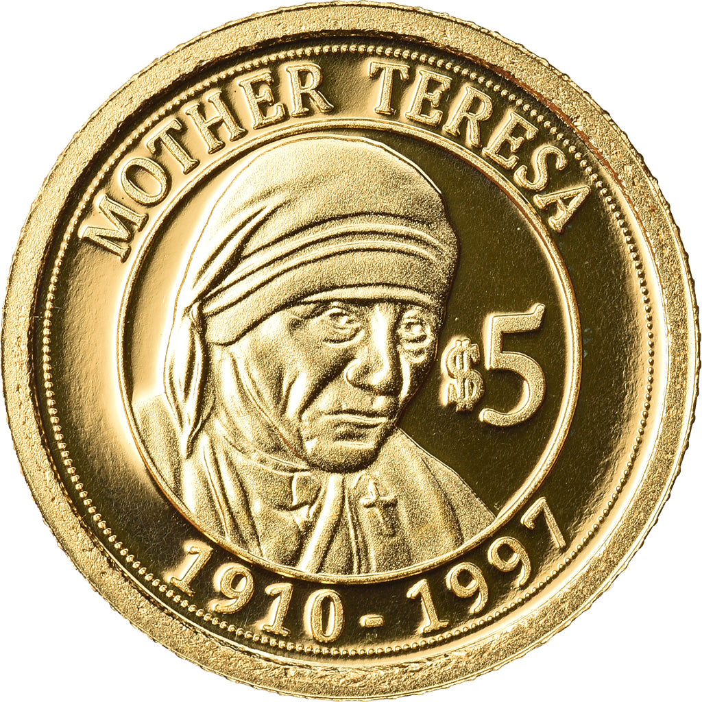 Coin, Nauru, Mother Teresa, 5 Dollars, 2010, MS(65-70), Gold