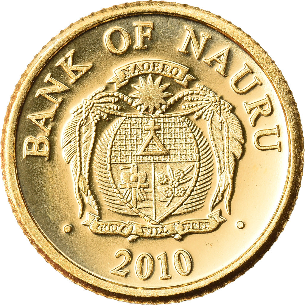 Moneda, Nauru, Christophe Colomb, 5 Dollars, 2010, FDC, Oro