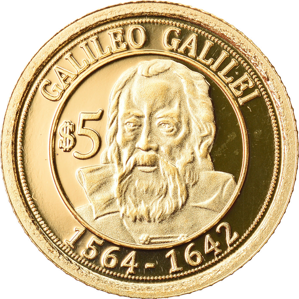 Coin, Nauru, Galileo Galilei, 5 Dollars, 2010, MS(65-70), Gold