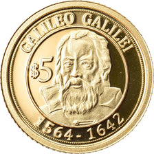 Moneda, Nauru, Galileo Galilei, 5 Dollars, 2010, FDC, Oro