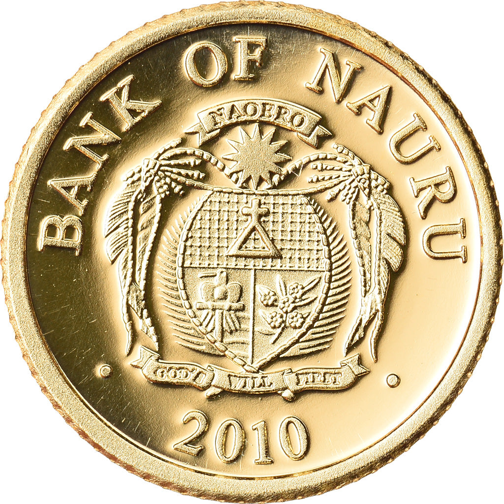 Moneda, Nauru, Galileo Galilei, 5 Dollars, 2010, FDC, Oro