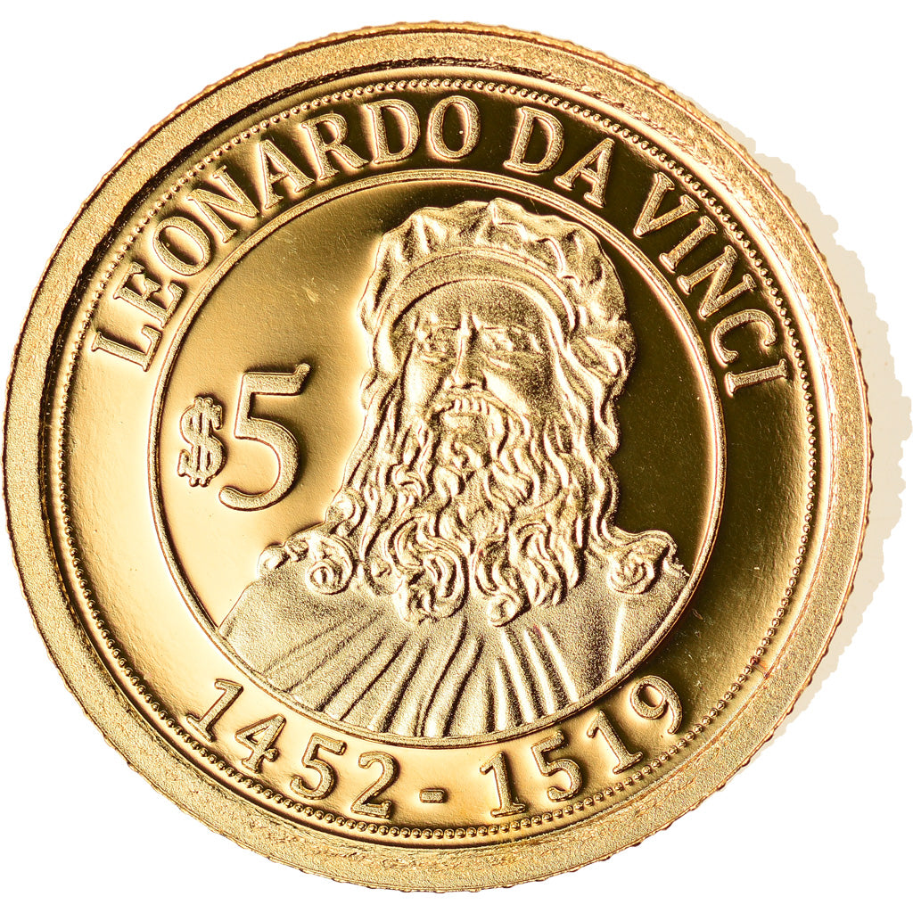 Monnaie, Nauru, Leonard De Vinci, 5 Dollars, 2010, FDC, Or