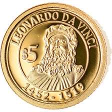 Monnaie, Nauru, Leonard De Vinci, 5 Dollars, 2010, FDC, Or