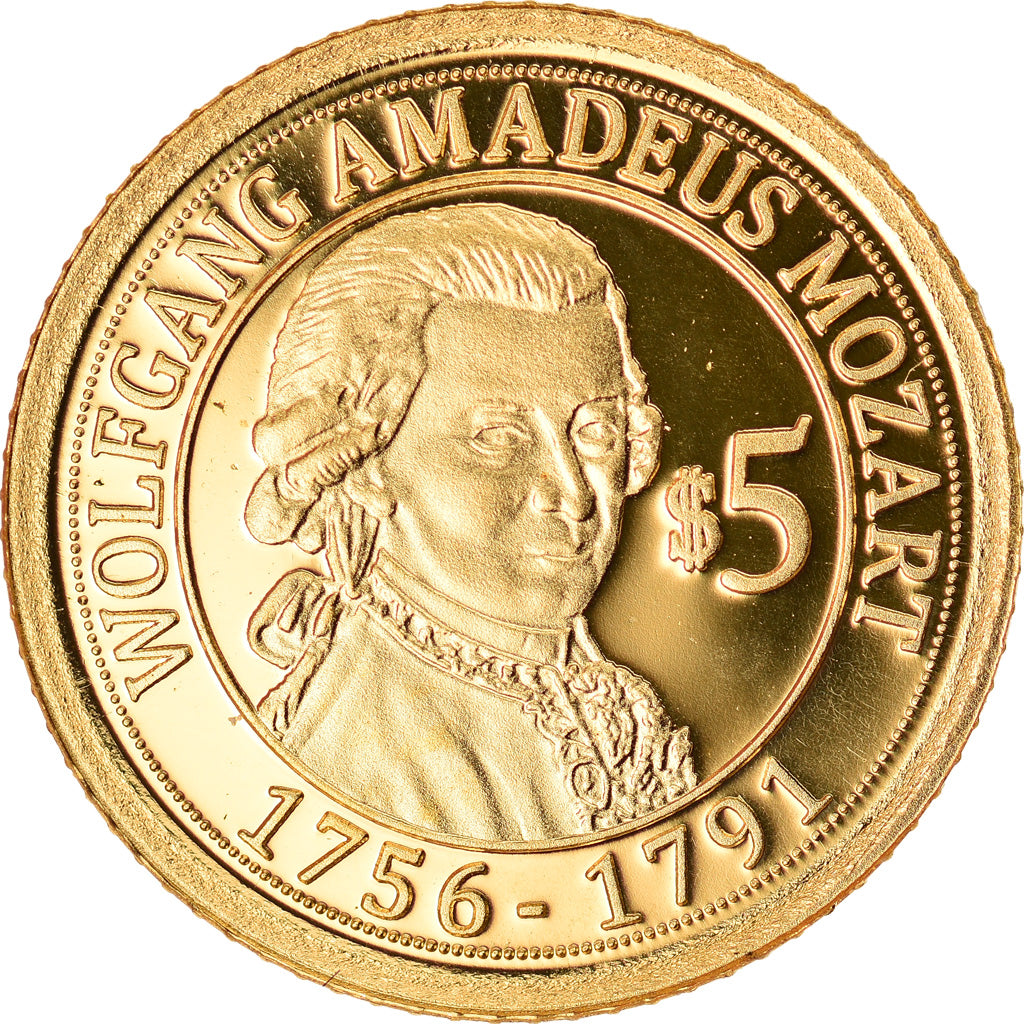 Monnaie, Nauru, Mozart, 5 Dollars, 2010, FDC, Or