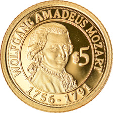 Monnaie, Nauru, Mozart, 5 Dollars, 2010, FDC, Or