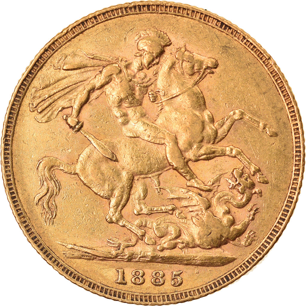 Moeda, Austrália, Victoria, Sovereign, 1885, Melbourne, AU(50-53), Dourado