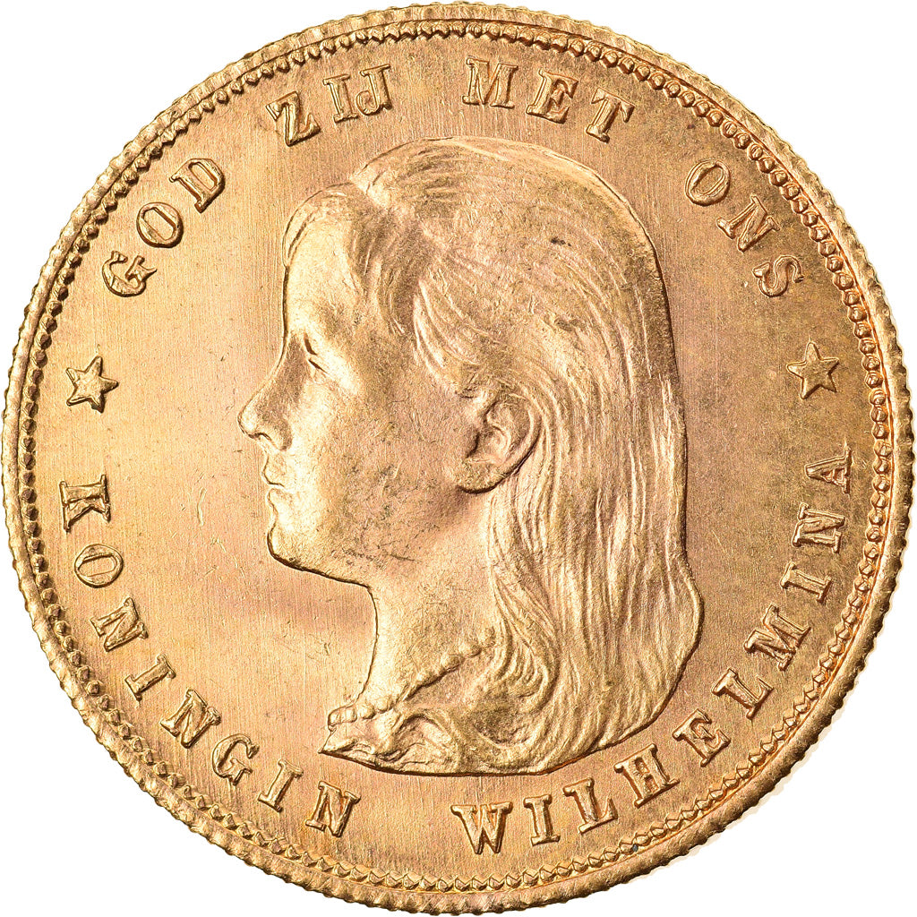 Moneta, Paesi Bassi, Wilhelmina I, 10 Gulden, 1897, FDC, Oro, KM:118