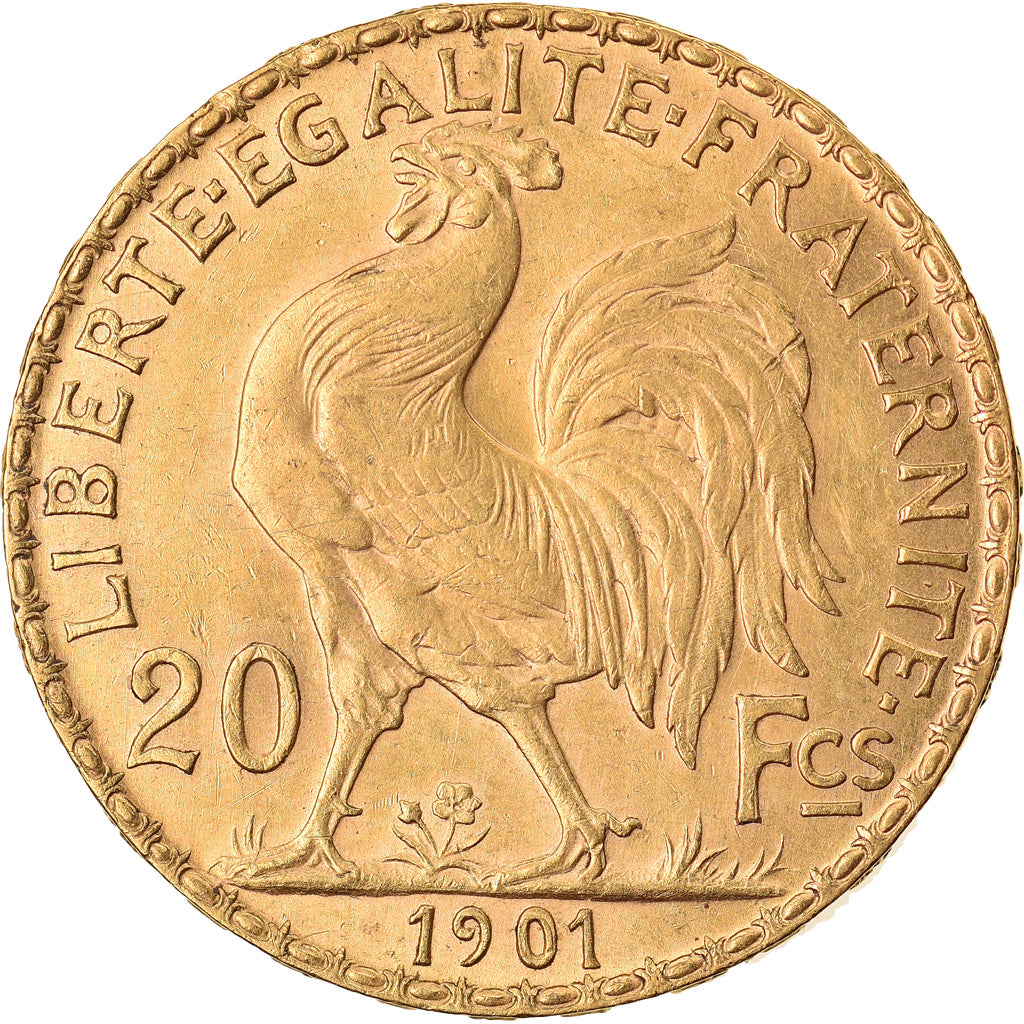 Moeda, França, Marianne, 20 Francs, 1901, Paris, AU(55-58), Dourado, KM:847