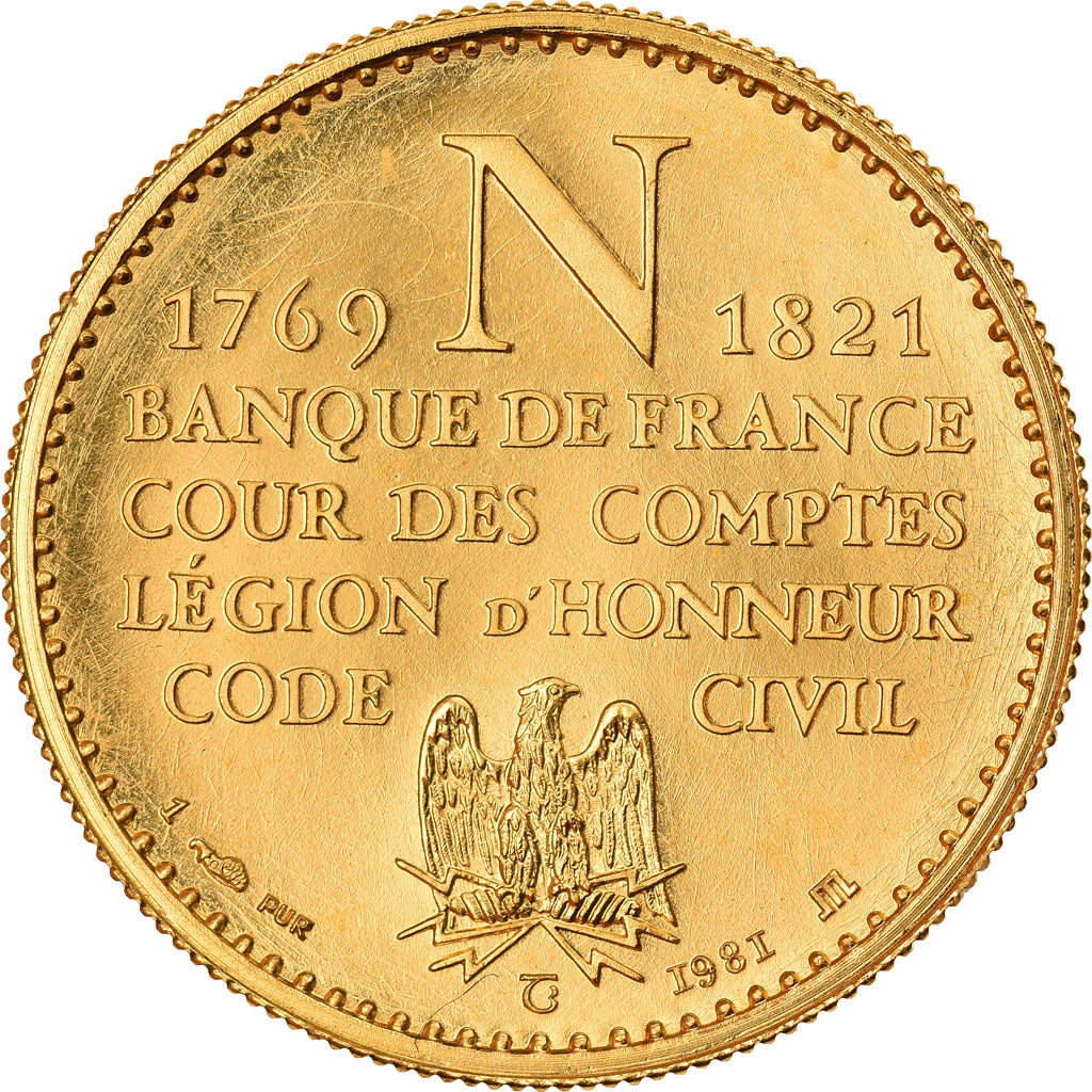 France, Medal, French Fifth Republic, Napoléon Bonaparte, 1981, MS(65-70), Gold