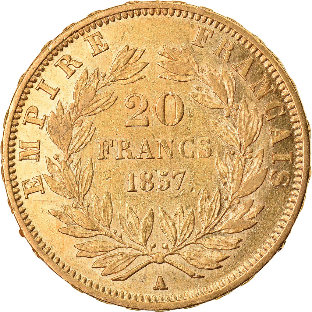 Moneda, Francia, Napoleon III, Napoléon III, 20 Francs, 1857, Paris, EBC, Oro
