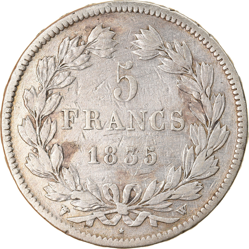 Coin, France, Louis-Philippe, 5 Francs, 1835, Lille, VF(20-25), Silver