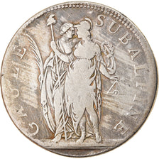 Moeda, ESTADOS ITALIANOS, PIEDMONT REPUBLIC, 5 Francs, An 10, Turin, VF(20-25)