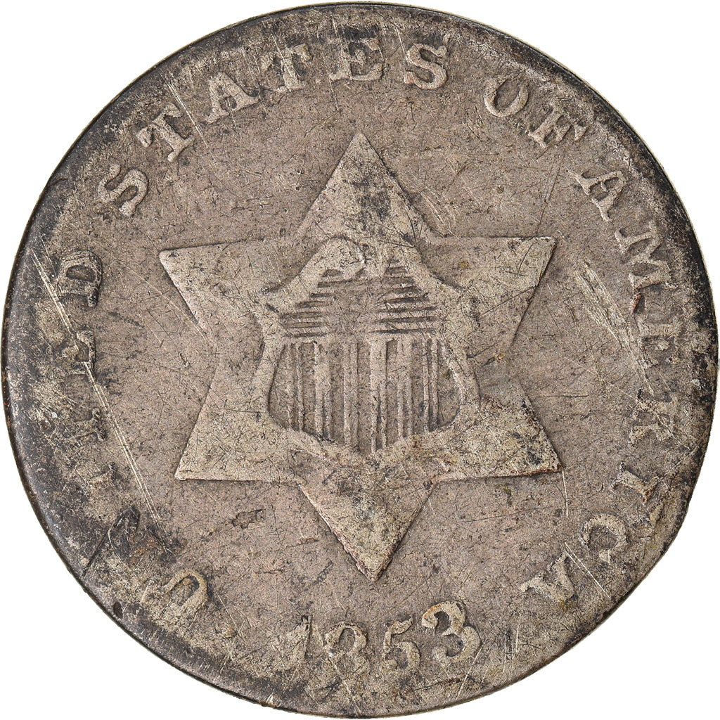 Coin, United States, Silver 3 Cents - Type 1, Silver 3 Cents, 1853, U.S. Mint