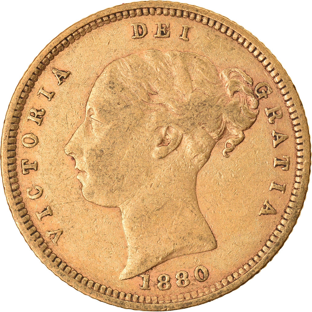 Monnaie, Grande-Bretagne, Victoria, 1/2 Sovereign, 1880, Londres, TB+, Or