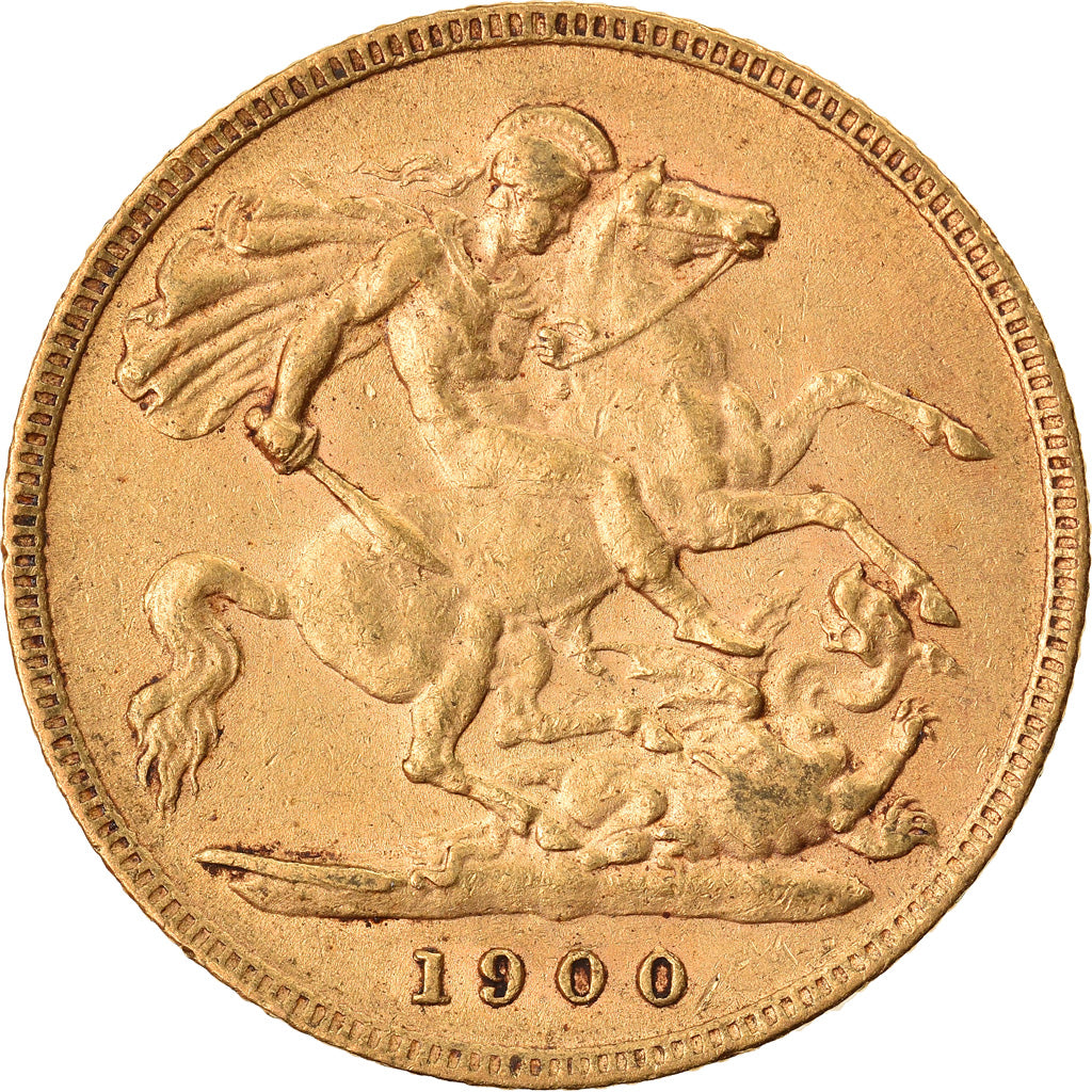 Monnaie, Grande-Bretagne, Victoria, 1/2 Sovereign, 1900, Londres, TTB, Or